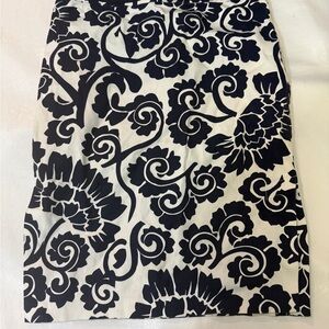 Tory Burch Black and White Floral Pencil Skirt
